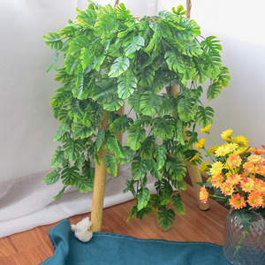 Chu Yezhu Artificial Monstera <b>Leaf</b> Vines <b>Wall</b> Hanging Greenery For Home Wedding <b>Decor</b> Minimalist Style Plastic Bouquet Bundle - Product Image 2