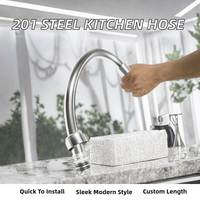 XiDuoLi Robinet de cuisine moderne en acier inoxydable 201 pour eau chaude et froide, avec tuyau flexible en forme de col de cygne pour évier à légumes, accessoire de plomberie
