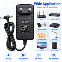 Production personnalisée, compatibilité étendue, prise EU/AU/UK/US 24V 1A, 100-240V 50/60Hz 24W, adaptateur secteur AC/DC de type prise murale