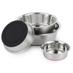 Anti-Slip Double-Walled Stainless Steel Bowl Cats Pet Basic Food Water Feeding Stocked Single Rubber Base Rounded Vacuum - Product Image 2