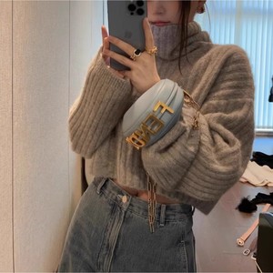 Pull col roulé côtelé pour femme 100% coton coupe ample taille unique couleur unie automne hiver tricot décontracté gris blanc - Product Image 1