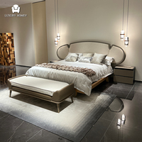 Ensemble de literie de luxe en gros d'usine, mobilier de chambre d'hôtel rembourré avec banc de lit pour villa