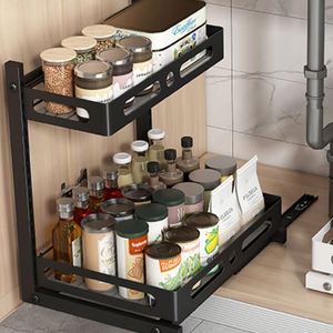 <b>Kitchen</b> Cabinet Organizer Under the Sink Shelf Storage <b>Pull</b> <b>Out</b> Drawer <b>Basket</b> Organizer and Storage Metal - Product Image 3