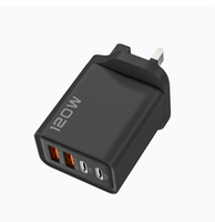 Pengisi Daya Cepat 120W Dual PD+Dual USB Multi Port Standar Eropa dan Amerika Kepala Pengisi Daya Kabel Data Mecha
