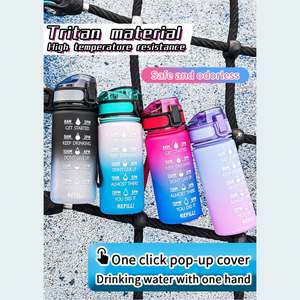 High-quality <b>Large</b>-capacity Gradient Space Cup Student Portable Sports Water Cup Creative Outdoor Sports Plastic Cup Straw - Product Image 3