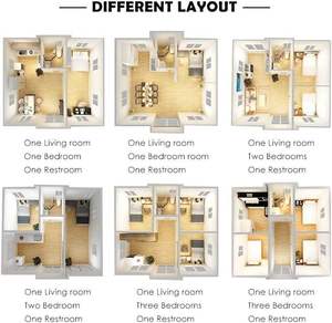 Tùy Chỉnh 20ft & 40ft Thép <span class=keywords><strong>Modular</strong></span> Nhà Với Ba Tầng Cầu Thang 5 Phòng Ngủ 2 Phòng Ngủ Văn Phòng Cho Khách Sạn Biệt Thự Hoặc Căn Hộ - Product Image 6