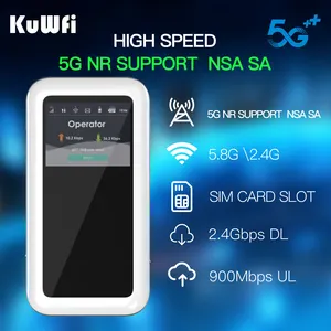 KuWFi M46 AX1800 5G E-Sim Router portátil Velocidad de 1800 Mbps Conectividad móvil de alto rendimiento Batería de 4500 Mah 5G Mifi Router