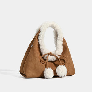 Nouveau Sac à Main en PVC Léger pour Femme, Motif Boule de Riz en Peluche Mignonne, Texture Originale, Fermeture Éclair, Doublure en Cachemire, Imperméable - Product Image 2