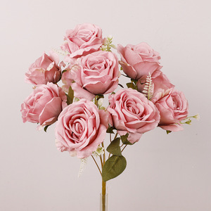 10 Tallos de Rosa Artificial de Tallo Único, Rosa de la Felicidad, Ramo de Decoración para Boda, Flores de Seda Plástica de Alta Simulación - Product Image 1