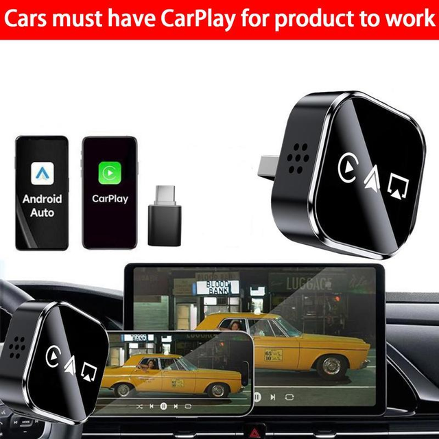 2026 NEW Style 4 in 1 Wireless Carplay Adapter for Apple and Android Plug&Play 2.4/5GHz WiFi and BT 5.0 Android Auto