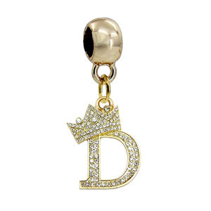 Pulsera Europea DIY con Incrustaciones de Metal, Diamantes de Imitación, Cristal, <span class=keywords><strong>Capital</strong></span>, Colgante, 26 Letras, Corona Inglesa - Product Image 2