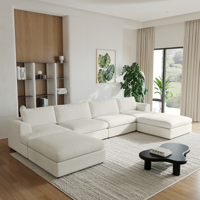 VOXHOME Italienisches Minimalistisches Luxus-Modulsofa in L-Form mit Stoff-Armlehnen Wohnzimmer-Möbelset