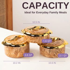 Food Warmer Sets Casserole Dish Set PU Insulation Stainless Steel <b>Containers</b> with Lids for Buffets Parties and Daily Meals - Product Image 2