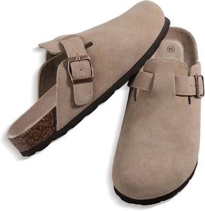 Zoccoli da <span class=keywords><strong>Donna</strong></span> in Vera Pelle Scamosciata Stile Classico Casual con Suola in <span class=keywords><strong>Sughero</strong></span> Leggeri Antiscivolo Tipo Birkenstock - Product Image 2