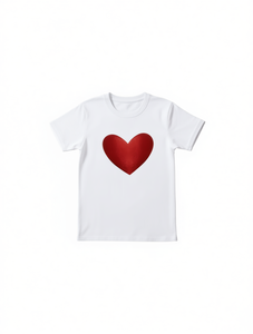T-shirt da donna a maniche corte per San Valentino, stampa cuore, girocollo, casual, 100% cotone, traspirante, leggera, primavera estate - Product Image 1