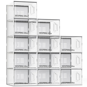 SEESPRING Scatole Porta Scarpe Ultra da 12 Pezzi, Organizer per Scarpe Impilabile in Plastica Trasparente, Scarpiera Pieghevole Salvaspazio per Sneaker - Product Image 2