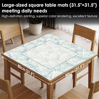 Tapis de Mahjong en Néoprène Antidérapant à Motif Feuille de Palmier Bleue, Tapis de Jeu Portable Enroulable pour Poker et Mahjong