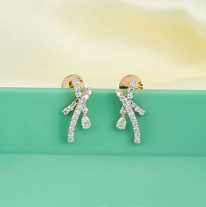 Élégant Diamant Crossover X Design Boucles D'oreilles Pour Les Femmes Déclaration Bijoux Cadeau Pour Les Occasions Spéciales De L'Inde - Product Image 5