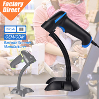 Lector de Códigos de Barras USB con Cable, Venta Directa de Fábrica, Certificaciones CE, FCC y ROHS, Escáner de Códigos de Barras Láser 1D con Soporte Ajustable