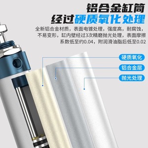 อลูมิเนียมอัลลอยด์มินิกระบอกลมนิวเมติก 20 มม. MAL16 25 32 40 X50X75X100 แบบลูกสูบคู่พร้อมเกลียวเชื่อมต่อ - Product Image 5