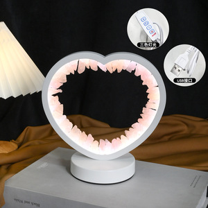 โคมไฟคริสตัลรูปหัวใจตามธรรมชาติไฟ LED แบบ USB สำหรับตกแต่งด้วยหินบำบัดยามค่ำคืน - Product Image 3