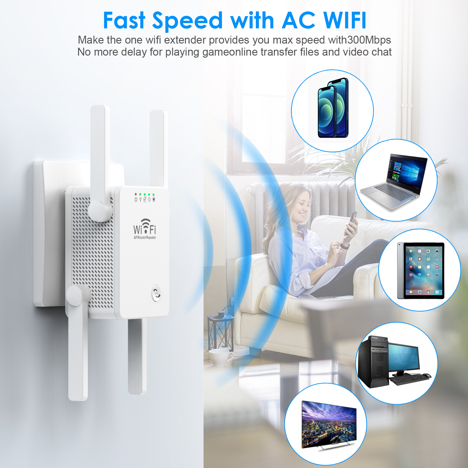 KZQ Amplificatore WiFi, Amplificatore Internet Wireless 2.4G per la