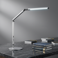 Lampe de bureau LED électrique à bras articulé flexible et pliable, sans scintillement, à intensité variable, design moderne et simple, commande tactile/télécommande, rotation à 360°