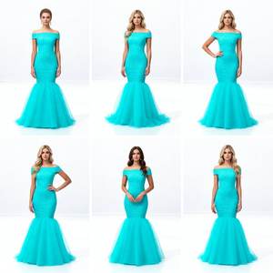 Robes de demoiselle d'honneur sirène vertes élégantes, robes de soirée à épaules dénudées pour invitées de mariage, robes de soirée à traîne - Product Image 6