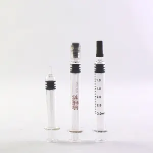 1毫升2毫升2.25毫升3毫升5毫升玻璃注射器，带定制标志，带鲁尔锁的玻璃注射器，用于包装油的玻璃注射器