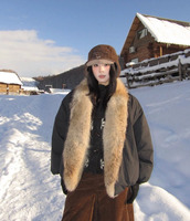 Syh2110 Chapeau de trappeur unisexe en sherpa avec cache-oreilles, visière en polaire contrastante, casquette d'aviateur chaude pour l'hiver et les activités extérieures par temps froid