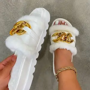 Offre Spéciale Chaud Femmes Chaussures En Peluche Grande Taille Mode Pantoufles Sandales appartements à la mode femmes pantoufles d'hiver