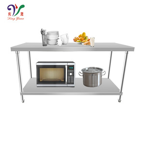 Table de travail de préparation de <span class=keywords><strong>cuisine</strong></span> commerciale <span class=keywords><strong>professionnelle</strong></span> personnalisée oem table de travail rectangulaire en acier inoxydable 304 avec <span class=keywords><strong>étagère</strong></span> finie - Product Image 2