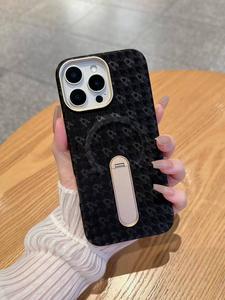 Luxus-Leder-Handy hülle mit <span class=keywords><strong>Origami</strong></span>-Kran muster Drehbarer Metall-Ständer Stoß feste Abdeckung für iPhone 17 16 15 - Product Image 3