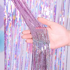 Custom Laser Foil Curtain Decoration Tinsel Curtains Party Decoration Fringe Curtains