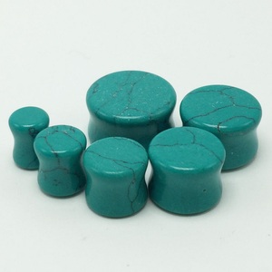 Simples pierres précieuses, bijoux pour le <span class=keywords><strong>corps</strong></span>, <span class=keywords><strong>piercing</strong></span>, magnifique pierre turquoise, 12mm, Bouchons d'oreille - Product Image 4
