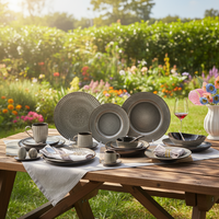 Service de table américain en porcelaine verte, style unique, rayé, émaillé, vintage, avec cuillère, logo personnalisable, assiettes, ensemble de 4 pièces