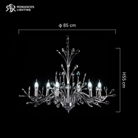 Lampu Chandelier LED Kristal Logam Emas Desain Bentuk Bunga untuk Pernikahan, Hotel, Aula Pesta, Gaya Nordik, Penerangan Plafon