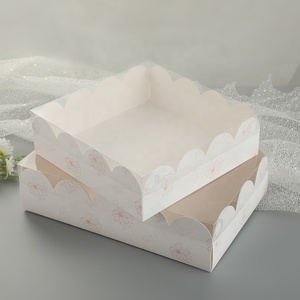 XJHホット販売スクロール段ボールトリートケーキデザートボックス透明な蓋付きの新しいデザインのケーキ包装ボックス - Product Image 2