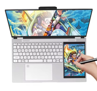 2025 Gloednieuwe Dual Screen Laptop 15.6 "+ 7" Intel Celeron N100 Win 11 Touchscreen Notebook Goedkope Zakelijke Computer Metalen Behuizing