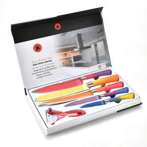 Juego de cuchillos de cocina multicolor con caja de color, diseño OEM, bajo nivel de pedido, gran oferta, 2022