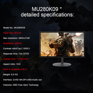 Moniteur personnalisé avec logo, <span class=keywords><strong>28</strong></span> <span class=keywords><strong>pouces</strong></span>, 4k, ordinateur, moniteur de jeu <span class=keywords><strong>PC</strong></span>, écran plat, moniteurs LCD - Product Image 5