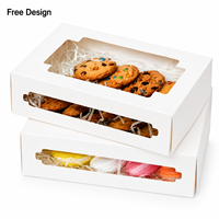 Boîte en carton alimentaire blanche pour biscuits, donuts, macarons et desserts, avec fenêtre transparente sur le dessus, vente en gros directe usine