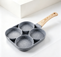 Poêle à Frire Quatre Trous Antiadhésive en Pierre Maifan, Design Moderne, Compatible Gaz et Induction, Capacité 1-2L, Idéale Cuisine Maison