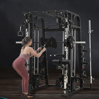 Máquina Smith Comercial Multifunción para Gimnasio en Casa, Rack de Potencia, Rack de Sentadillas, Press de Banca, Cable Crossover, Equipo de Entrenamiento Funcional