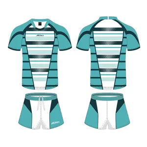 Akilex Großhandel neue genäht Herren sublimiert Rugby gedruckt Design Jersey mit Shorts professionelle Rugby-Anzug hohe Qualität