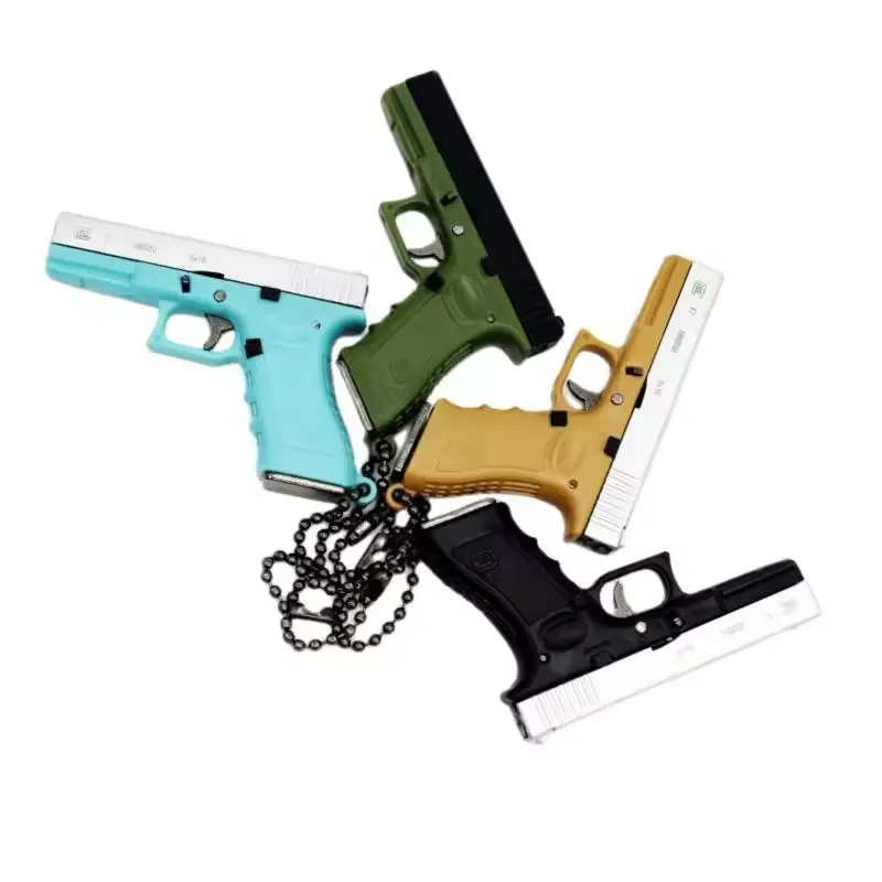 Real 6 balas modelo pistola PUBG niños mismo G17 1:3 desmontar pistola de Metal modelo superventas Shell eyección Mini juguete pistola llavero