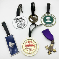 Étiquette de bagage de golf personnalisée en métal, alliage de zinc, pendentif médaille émaillé, plaqué or, peinture au four, forme ronde/rectangulaire pour le voyage