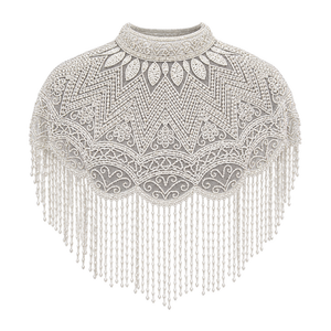 Handmade Nylon Beaded A-Line Cape <b>Shawl</b> with Intricate Embroidery Fringe for Fashion Party Evening Wear - Product Image 1