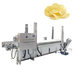 Mesin penggoreng sabuk konveyor otomatis kepingan makanan ringan penggorengan dalam industri dengan konveyor