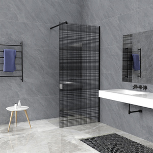 Simple Design <strong>Bath</strong> 6mm <strong>Grey</strong> Glass Fixed <strong>Panel</strong> Aluminum Semi-frameless Adjustable SUS 304 Rod Shower Screen - Product Image 4